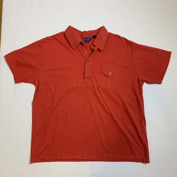 Vintage 80s Nature Knit Red Preppy Golf Short Sleeve Polo Shirt Men's Size Large - Picture 8 of 8